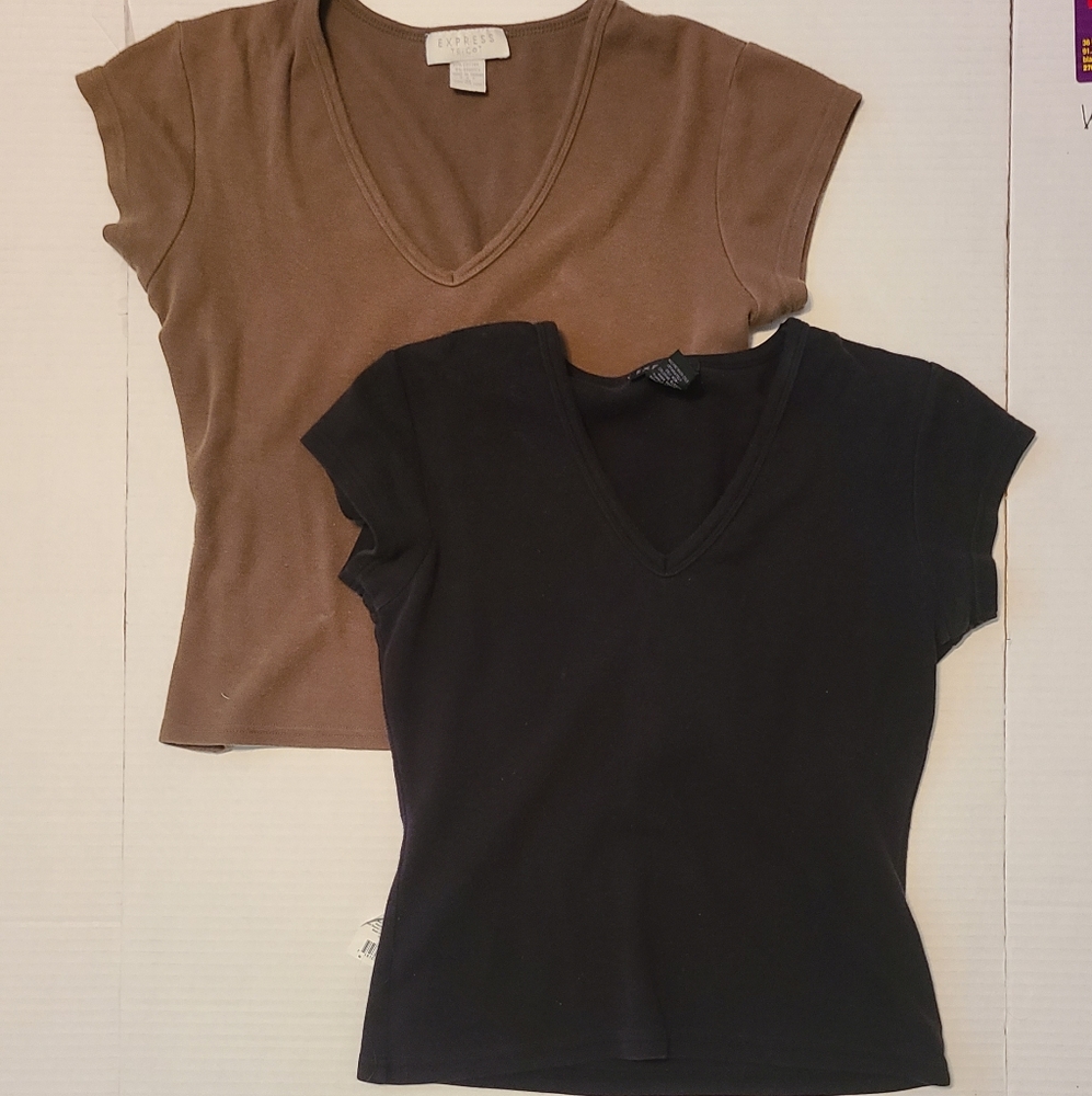 Vintage Y2K Express V Neck T Shirt